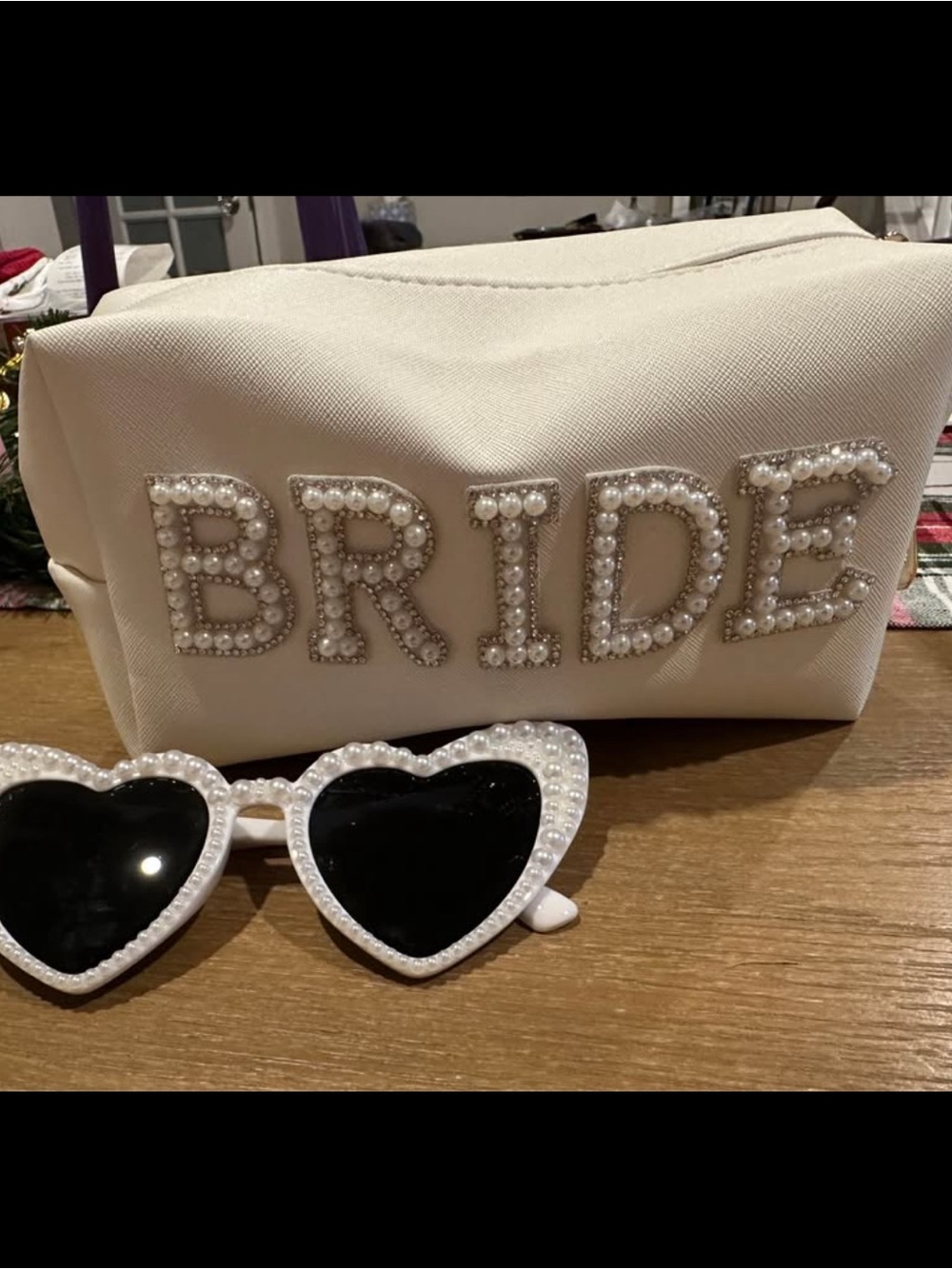 Bride Makeup Bag and Heart Sunglasses